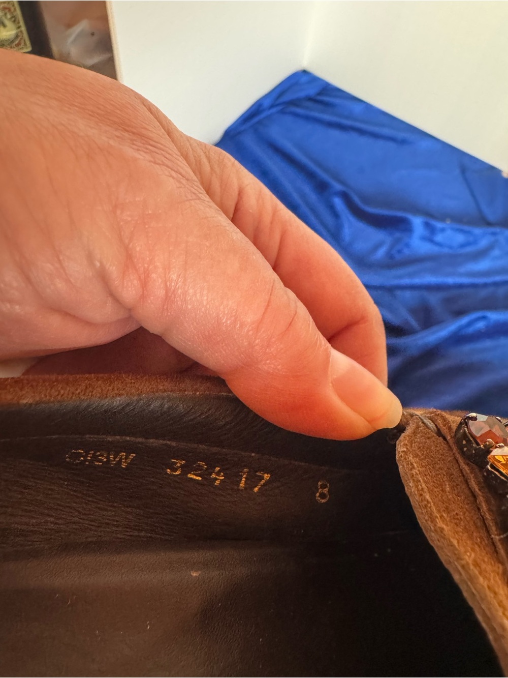 Stuart Weitzman Brown Suede Slip-On Loafers with Jewel Accent - Picture 10 of 10